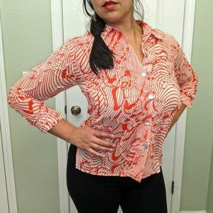 Vintage Toni Marie Candy Cane Swirl Blouse S